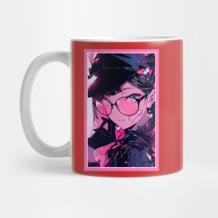 Aesthetic Anime Girl Pink Rosa Black | Quality Aesthetic Anime Design | Premium Chibi Manga Anime Art Mug